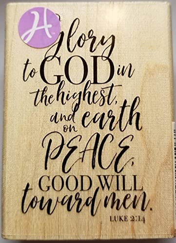 Hampton Art Glory to God in The Highest and on Earth Peace, Good Will Toward Men Luke 2:14 Red Rubber Wood Stamp