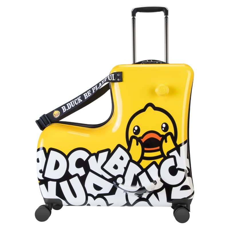 AO WEI LA OW Ride on Kids Luggage with Wheels for Girls and Boys,Hard-sided Kids Rolling Suitcase for Toddler,Carry On 21 Inch Ages 2-6,Yellow