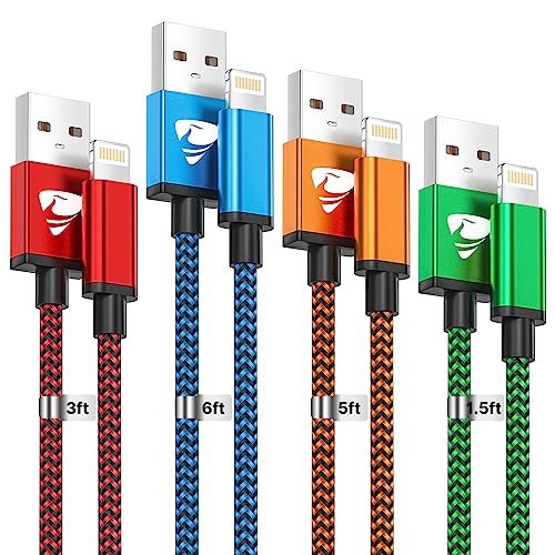 iPhone Charger Fast Charging [Apple MFi Certified] 6ft/5/3/1.5 Lightning Cable iPhone Charger Cord Nylon Braided USB Cable Compatible with iPhone 14 13 12 Pro Max 11 XR XS X 8 7 6s Plus SE iPad