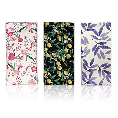 WOW DING 3 PACK Sunglasses Case, Eyeglasses Pouch for Women, Portable Leather Soft Glasses Cases with Cleaning Cloth