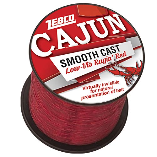 Zebco Cajun Smooth Cast Monofilament Fishing Line, Low-Vis Ragin’ Red Quarter Pound Spool, 1,600-Yards, 8-Pound, Virtually Invisible, Natural Presentation