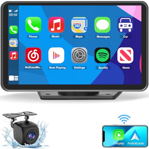 Eleacc Portable Wireless Carplay Car Stereo, 7' HD Touchscreen for Car with Apple CarPlay & Android Auto with Mirror Link/Backup Camera/Siri/Bluetooth/Navigation/AUX for All Vehicles