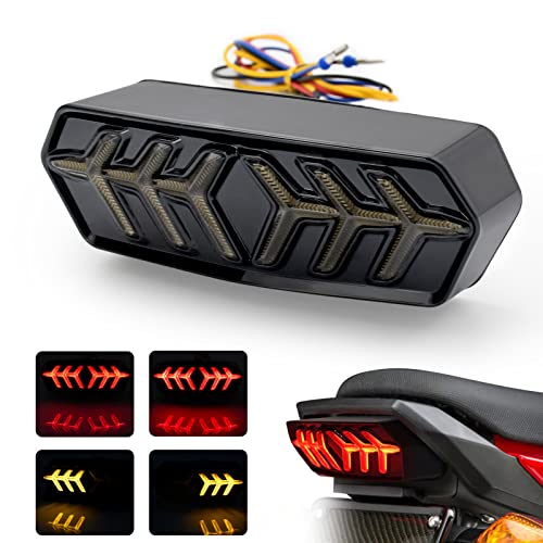 CHCSHH LED Motorcycle Tail Light Integrated Brake Rear Light with Turn Signals Compatible with Honda GROM MSX125/SF CB650F CBR650F CTX700N(Smoke Lens)