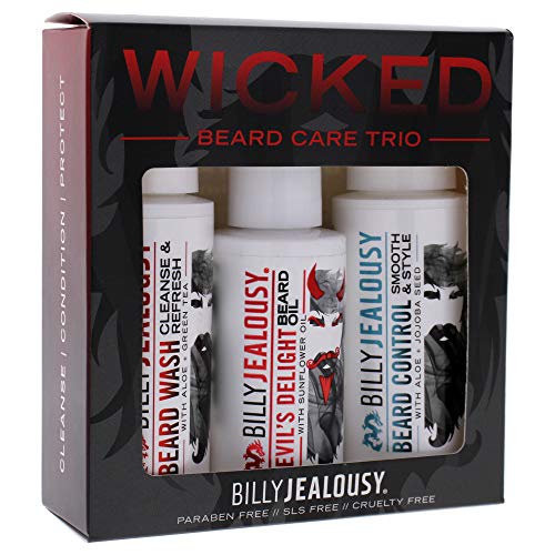 Billy Jealousy Wicked Beard Trio Kit with Beard Wash, Leave-In Beard Control and Devil’s Delight Beard Oil to Cleanse, Nourish, Soften & Strengthen your Facial Hair