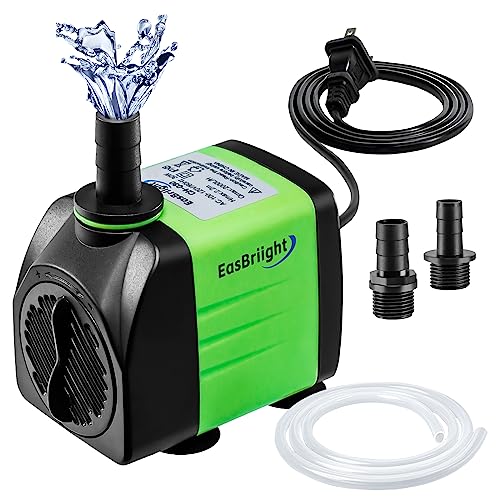 EASBRIIGHT Submersible Water Pump with 5ft Tubing: 550GPH 30W Adjustable Ultra Quiet Aquarium Pump with 7.2ft High Lift, 3 Nozzles for Fish Tank, Aquarium, Pond, Hydroponics, Statuary