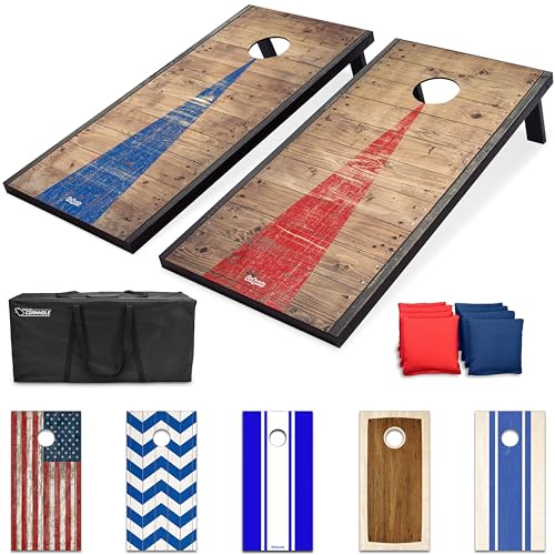 GoSports Classic Cornhole Set – Includes 8 Bean Bags, Travel Case and Game Rules (Choice of style)
