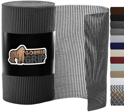 Gorilla Grip Drawer Shelf and Cabinet Liner, Thick Strong Grip, Non-Adhesive Liners Protect Kitchen Cabinets and Cupboard, Bathroom Drawers, Easy Install, Breathable Mat, 12' x20', Charcoal