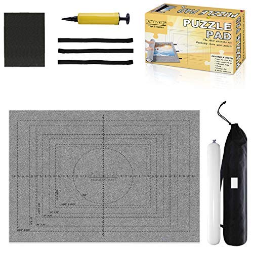 Jigsaw Puzzle Mat Roll Up - 2000 Pieces, 1500, 1000 Pieces Saver Large Puzzles Board for Adults Kids, Storage and Transport Premium Pump Glue Felt Mat Inflatable Tube Holder Organizer Pad Keeper