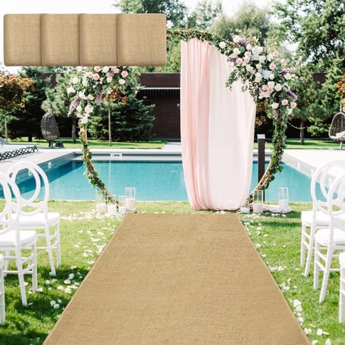 Preboun Burlap Fabric Roll 40 in x 60 Ft Wedding Aisle Runner Burlap Roll Jute Fabric with Twines for Burlap Tablecloth Farmhouse Decor Wedding Table Runners Craft Rustic Party Decor