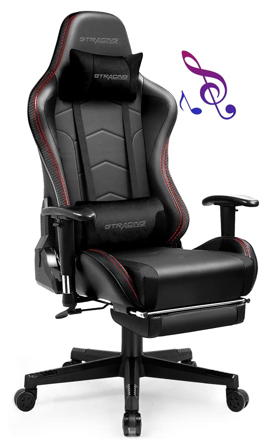 GTRACING Gaming Chair with Footrest and Bluetooth Speakers Music Video Game Chair Heavy Duty Ergonomic Computer Office Desk Chair