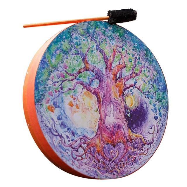 ZAKMIR Drum Shaman Drum Love Tree Shaman Drum Percussion Instruments for Adults 10 Inch Musical Instruments Shamanic Frame Drums