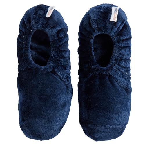 Triodream Velvet Plush Memory Foam Warm Slipper Socks For Women | Non-Slip One Size Fuzzy Socks For Women with Grippers | Ultra Plush and Cozy Warmth Collection (Dark Blue)