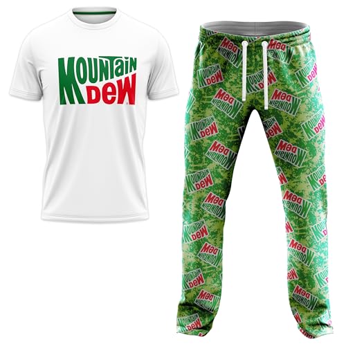 Pepsi Mens 2-PC Lounge Set With T-Shirt and Lounge Pant in Gift Box, Mountain Dew and Pepsi Designs in Sizes S-XL 2-piece Set Pepsi L