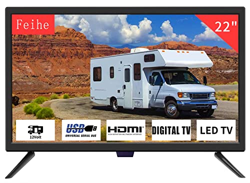 Feihe 22 Inch TV, 1080p LED Widescreen HDTV w/Digital ATSC Tuners, 22 Inch Flat Screen TV with HDMI/VGA/RCA/USB for Kitchen, RV, Bedroom, Caravan(NO DVD Player)