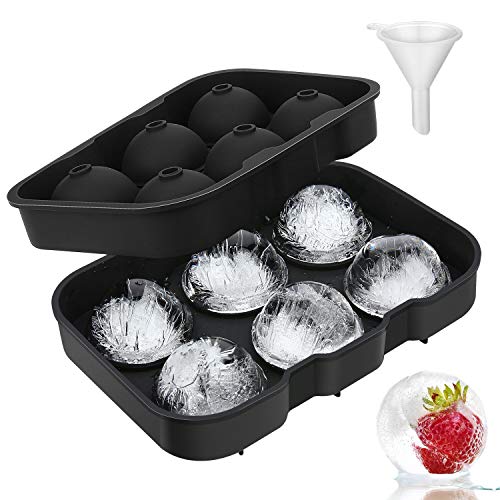 Rechishre Ice Cube Trays Silicone, Sphere Ice Ball Maker with Lid for Whiskey and Cocktails & Bourbon, Reusable and BPA Free 1 Pack