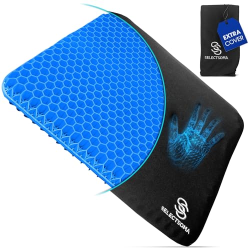 SelectSoma Gel Seat Cushion for Long Sitting Pressure Relief for Back, Sciatica, Coccyx, Tailbone Pain – Wheelchair Cushions, Car and Truck Seat Cushion, Chair Pad for Office Chairs - Egg Sitter