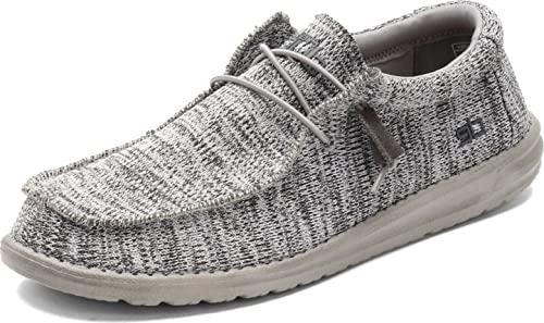 Hey Dude Men's Wally B Sox Grey Size 10 | Men’s Shoes | Men's Lace Up Loafers | Comfortable & Light-Weight