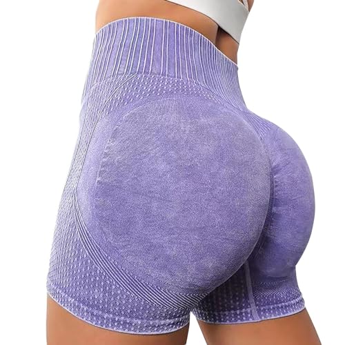 Lightning Deals of Today Prime Todays Daily Deals, Yoga Shorts for Women Tummy Control High Waist Biker Shorts Exercise Workout Butt Lifting Tights Women's Short Pants Purple Small