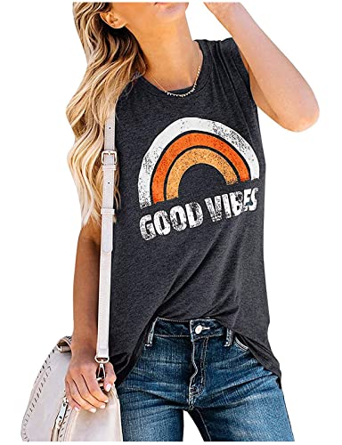 JEYMMI Womens Graphic Tank Tops Casual Summer Tank Tops Graphic Shirts Tunics Z-Orange XL