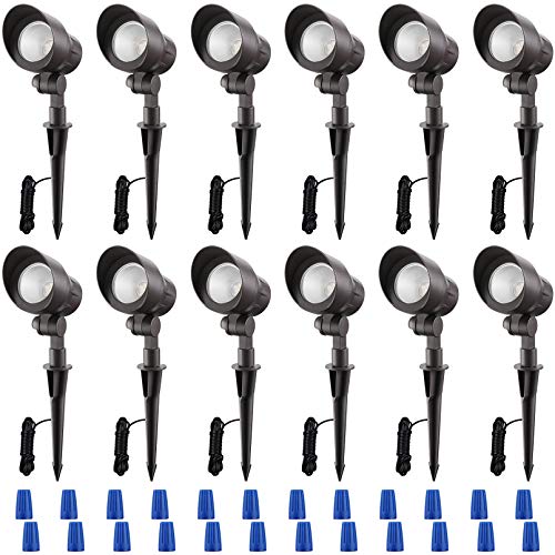 LEONLITE 12-Pack Low Voltage LED Landscape Spotlight, 3000K Warm White, 4W 12V Pathway Lights Outdoor CRI90+, Aluminum Housing Spot Lights for Garden Yard Lighting, ETL Listed, Bronze Finish