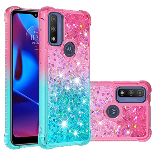 NAMSAR Case for Moto G Play 2023 case/Moto G Power 2022 5G/Moto G Pure 2021,Superior Slim Gradient Moving Liquid Quicksand Glitter Bling Sparkle Glowing Diamond for Women Girls Cute Phone Cover