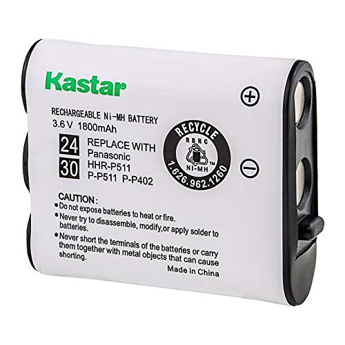 Kastar HHR-P511 / HHR-P402 Battery, Type 24 &Type 30 NI-MH Rechargeable Cordless Telephone Battery 3.6V 1800mAh, Replacement for Panasonic HHR-P511, HHR-P402, P-P511 (Detail Models in the Description)