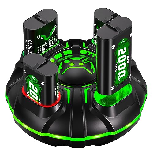 Ukor Fast Charging 4x4800mWh(4x2000mAh) Rechargeable Battery Pack with Charger for Xbox Controller Rechargeable Batteries Xbox for Xbox One/Xbox Series X|S Xbox One S/Xbox One X/Xbox One Elite