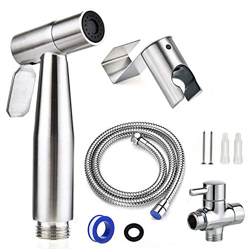 Handheld Bidet Sprayer for Toilet, 7/8' Stainless Steel Adjustable Pressure Bidet Faucet Diaper Sprayer Set with Hose Attachment for Bathroom