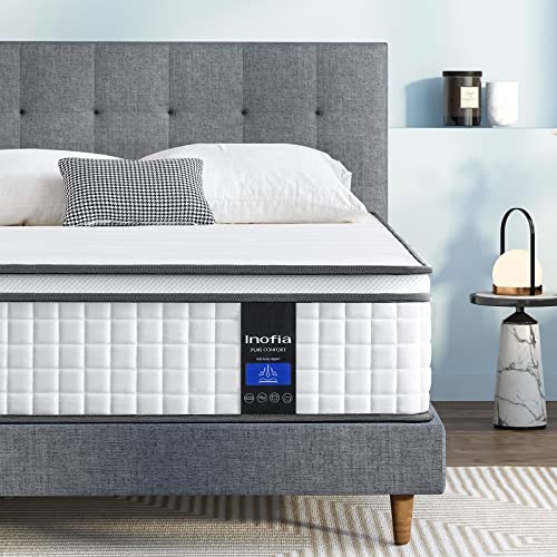Inofia Full Size Mattress, 10 Inch Full Hybrid Mattress, Cool Memory Foam and Pocket Innerspring Mattress, Breathable Comfortable Full Mattress, Supportive & Pressure Relief, Doule Mattress