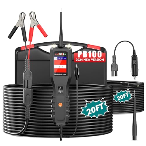 ANCEL PB100 Automotive Power Circuit Probe Tester, 12V 24V Car Test Light Electrical Diagnostic Tool Master Kit AC DC Digital Voltage Short Finder, Relay Fuse Tester Trailer 3 System Thermometer 4