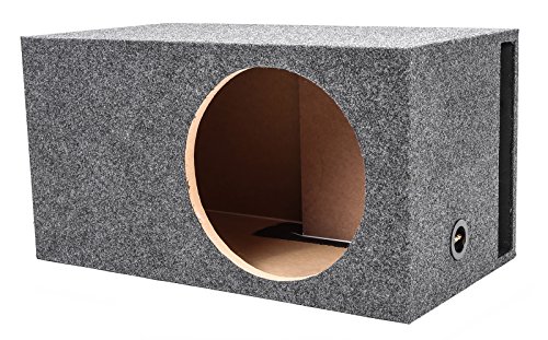 QPower 15 Inch Heavy Duty Single Vented Carpet Covered Durable Car Audio Extra Large Vehicle Subwoofer Enclosure Woofer Box, Charcoal Gray