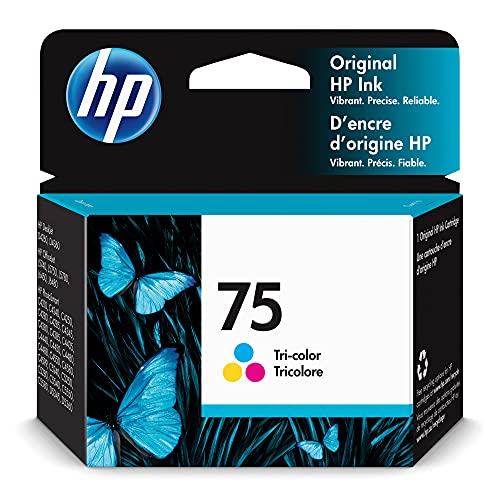 HP 75 Tri-color Ink Cartridge | Works with HP DeskJet D4260, D4360; HP OfficeJet J5700, J6400; HP PhotoSmart C4200, C4300, C4400, C4500, C5200, C5500, D5300 Series | CB337WN