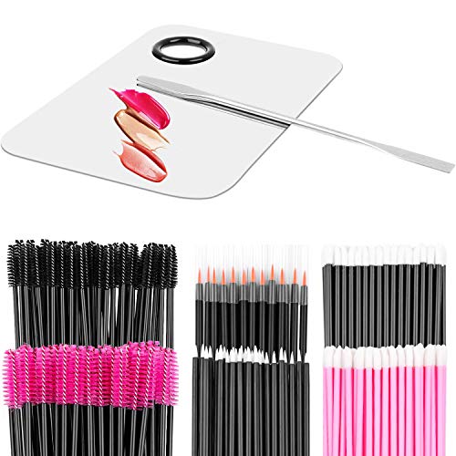 Disposable Makeup Applicators for Makeup Artist, Makeup Mixing Tray with Disposable Makeup Acessories Tools Kit (Mascara Applicators, Lipstick Wands, Eyeliner Brushes)