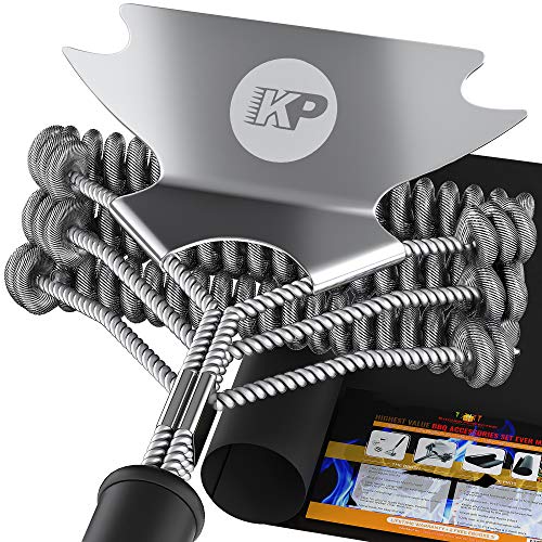KP 3 in 1 Dream Set- Safe Grill Cleaning Kit - Bristle Free Grill Brush for Outdoor Grill w/Grill Scraper +Heavy Duty Grill Mat|Best BBQ Brush for Grill Cleaning | Grill Accessories for All Grills