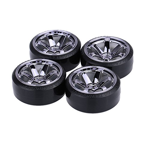 GoolRC 4PCS/Set 1/10 Drift Car Tires Hard Tyre Replacement for Traxxas HSP Tamiya HPI Kyosho On-Road Drifting Car (Titanium)