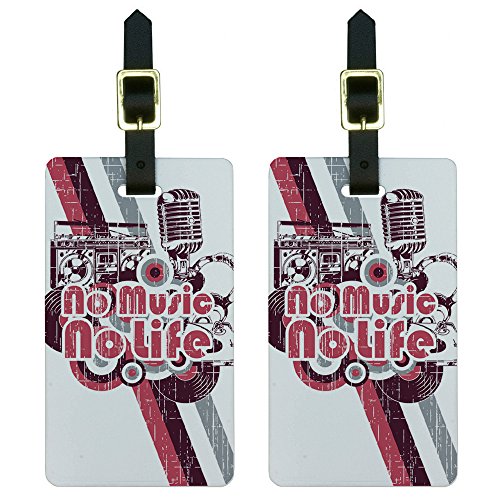 Graphics & More No Music No Life-Dj Radio Stereo Microphone Rock Roll Luggage Tags Id, White