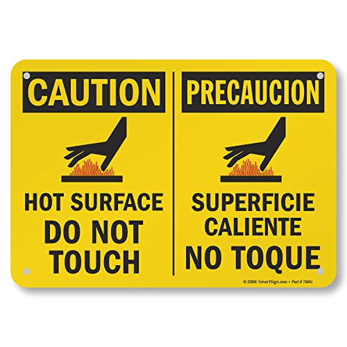 SmartSign - U9-1792-NA_7x10 'Caution - Hot Surface, Do Not Touch' Bilingual Sign | 7' x 10' Aluminum Black/Red on Yellow