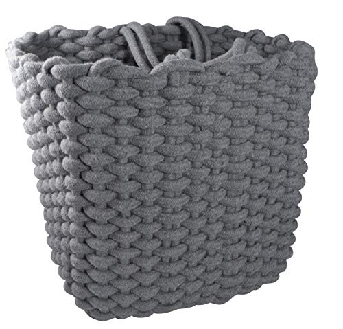 Stor-All Cotton Woven Basket for Organizing, Storage Baskets for Shelves, Woven Baskets for Storage, Laundry Baskets (Grey)