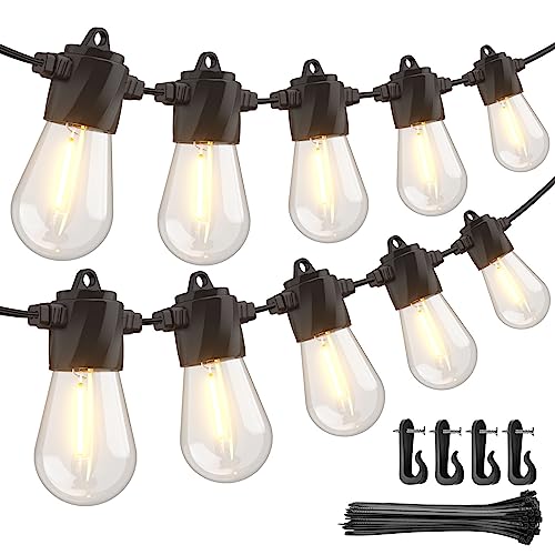 XMCOSY+ Outdoor String Lights, 48Ft Patio Lights with 16 Edison Shatterproof Bulbs, Dimmable Outdoor Lights Waterproof LED String Lights for Outside, Patio, Porch, Yard