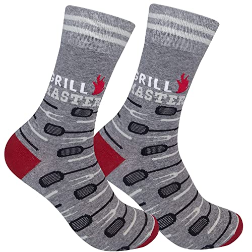 FUNATIC Grill Master Funny Grilling Socks | Novelty Barbecue Lover Gift Idea with Saying | Best Meat Themed Holiday Party Apparel Present | Unique Cooking Enthusiast Related Accessories for Men Women