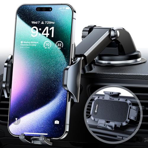 DesertWest [2023 Flagship] Car Phone Holder Mount,Universal Cell Phone Holder Car Dashboard Windshield Air Vent Compatible with iPhone 15 Pro Max 14 13 12 11 X XS 8 7, Galaxy S23 S22 All Phones
