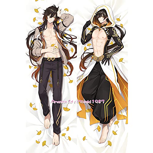 MISAKI1987 Genshin Impact Zhongli Anime Girl Dakimakura Hugging Body Pillow Cover Case 150cm X 50cm Peach Skin