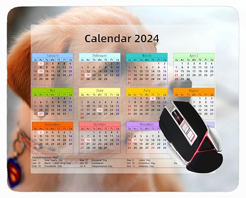 YENDOSTEEN Gaming Mouse Pad 2024 Year Calendar with Holiday,Sea Palm Ocean Beach Tropical Non-Slip Rubber Base Mousepad Type 145