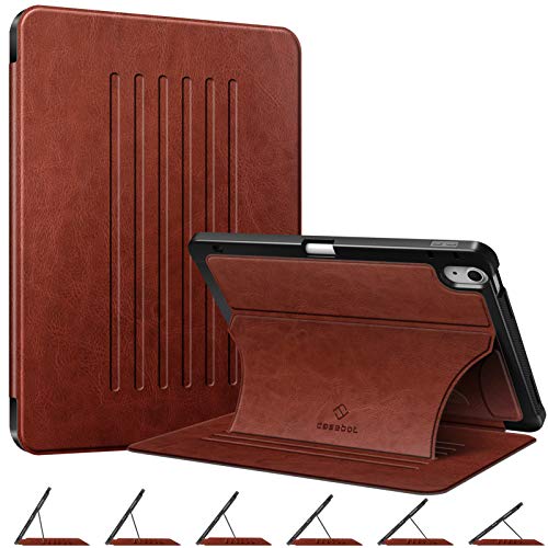 CaseBot Magnetic Stand Case for iPad Air 5th Generation (2022) / iPad Air 4th Gen (2020) 10.9 Inch - Multiple Angles Shockproof Rugged Soft TPU Cover with Pencil Holder, Auto Sleep/Wake, Brown