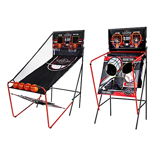 Lancaster 2 Player Electronic Arcade 3 in 1 Basketball, Football, Baseball Home Family Rec Room Game with LED Scorekeeper
