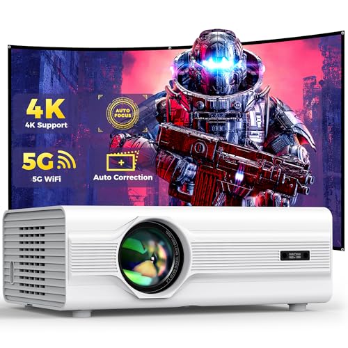 Projector with WiFi and Bluetooth, Projector 4K[Auto Focus/6D Keystone]Native1080P Projectors with 300'' Screen 600 ANSI 4K Supported 50%Zoom, Agreago Outdoor Projector for iOS/Android/TV Stick