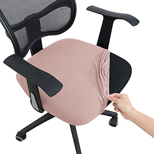 FORCHEER Office Desk Chair Seat Covers Water Resistant Jacquard Computer Chair Seat Cushion Slipcovers-Pink