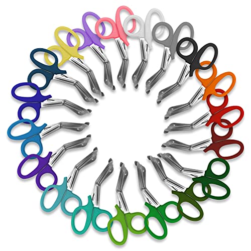 SURGICAL ONLINE 20 Pack EMT Trauma Shears - Multi-Color, Stainless Steel Medical Scissors for EMS, Nurses, Police & Firefighters - Durable & Sharp
