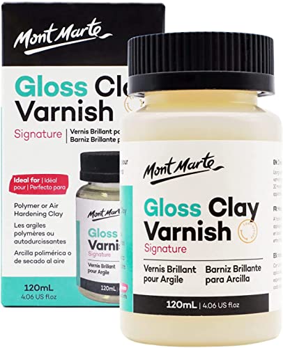 Mont Marte Clay Varnish Gloss Signature 4.05oz (120ml) Clay Sculpture Sealant, Glossy Clay Varnish, Varnish for Polymer or Air Hardening Clay, Clear Gloss Varnish for Clay.