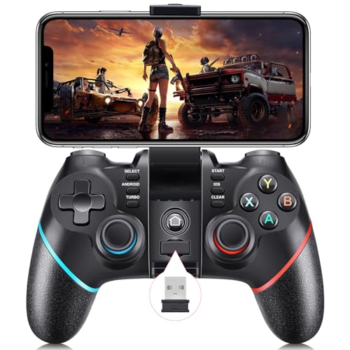Vbepos Mobile Gaming Controller, Upgrade Bluetooth & 2.4G Wireless Controller for iPhone Android/PC Windows/Smart TV/ PS3/ PS4